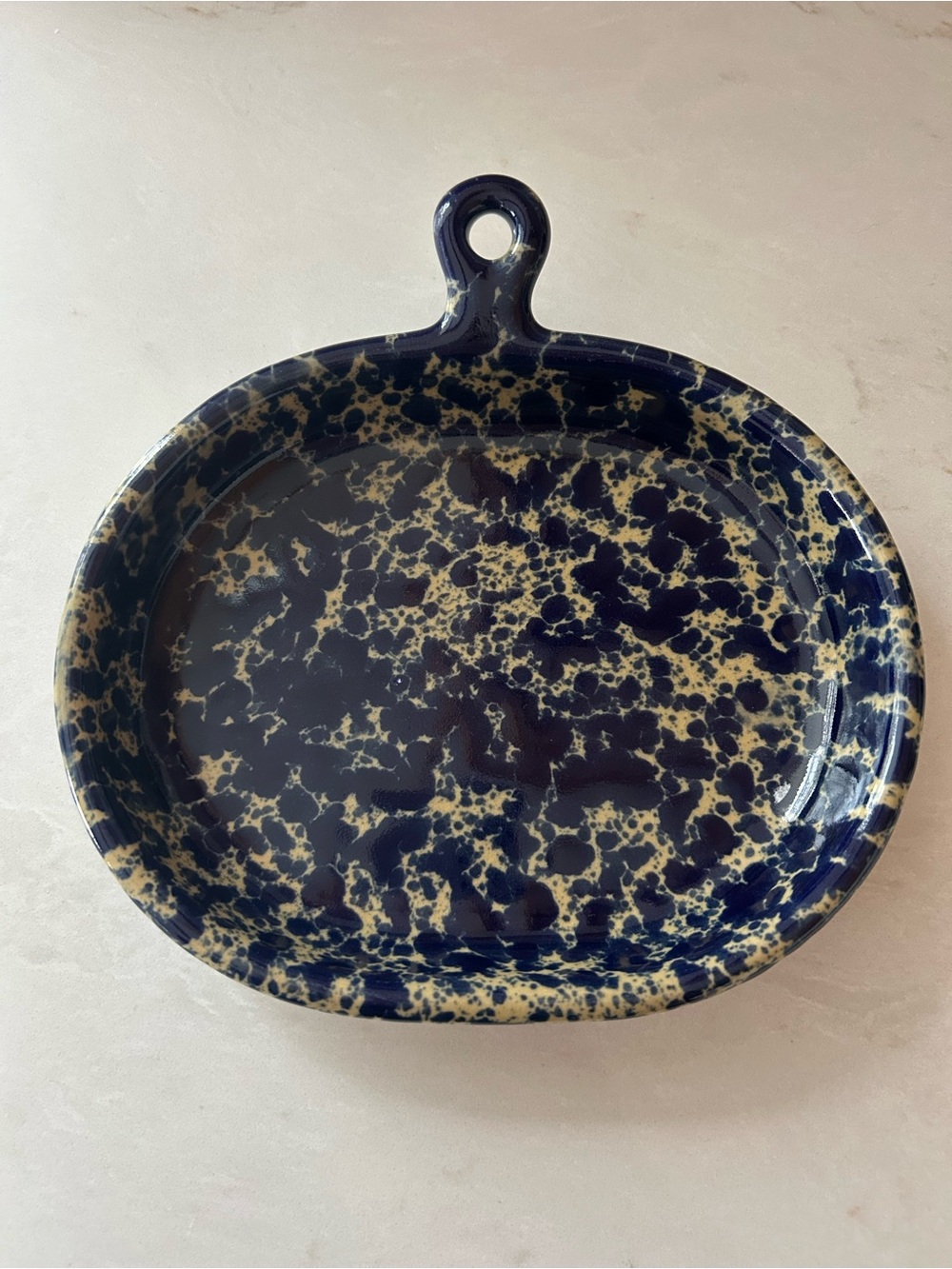 Bennington Potters Blue Agate Bistro Plate #1897 Handled Stoneware